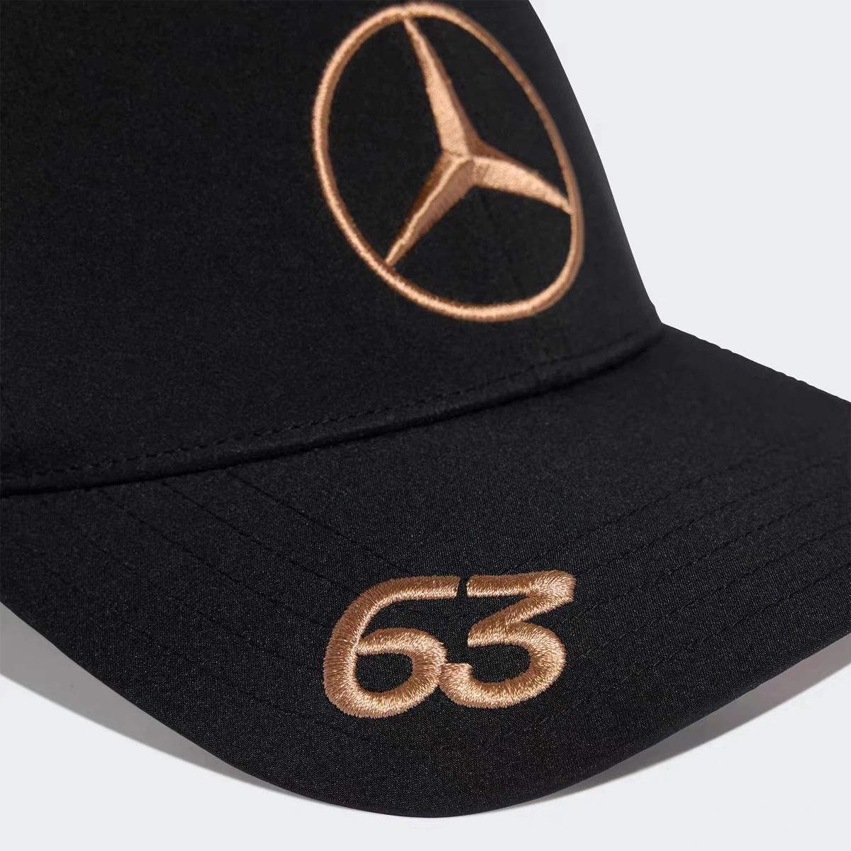 Black Racing Baseball Cap, Copper-Gold Embroidered Adjustable Dad Hat