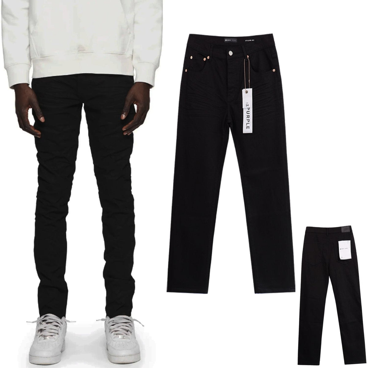 Purple Brand Washed Black Distressed Jeans — context