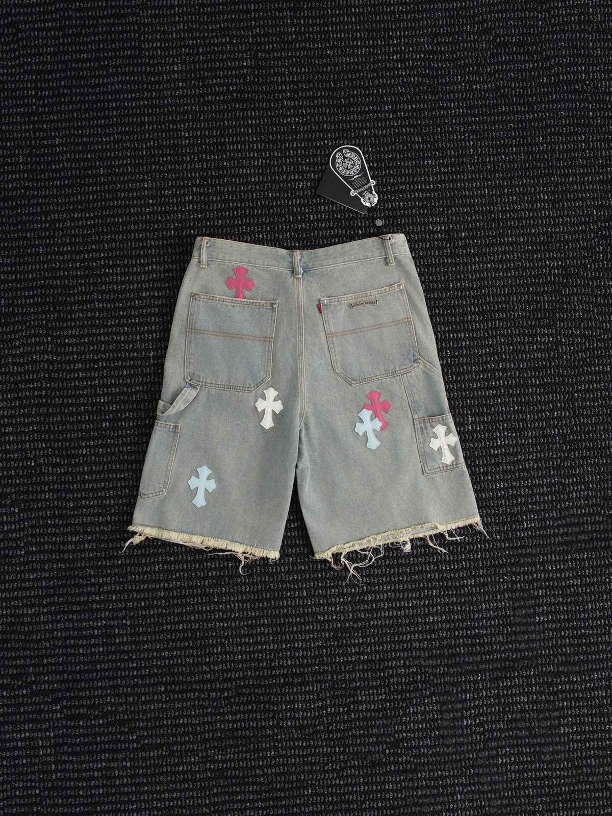 Chrome Hearts Cross Patch Light Blue Denim Shorts — back