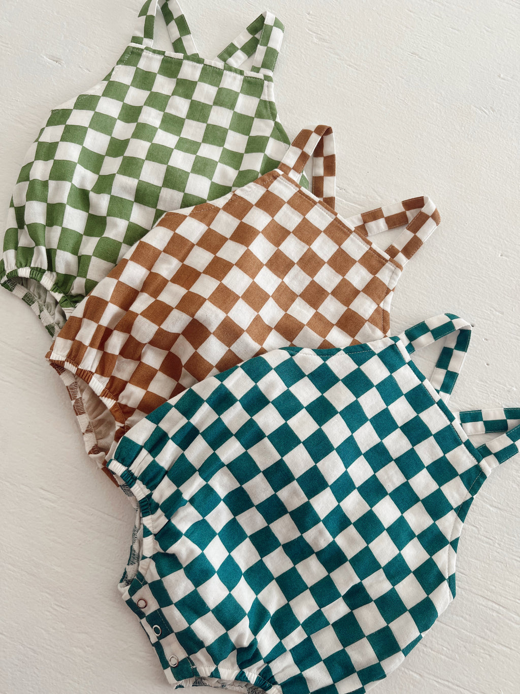 Lime Checkerboard / Organic August Sunsuit