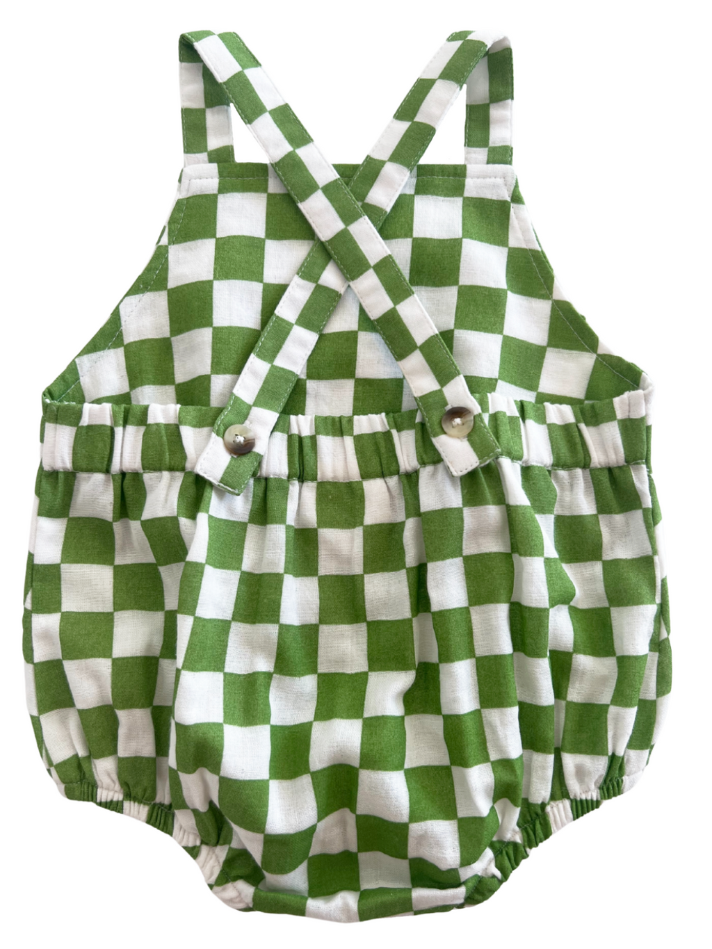 Lime Checkerboard / Organic August Sunsuit