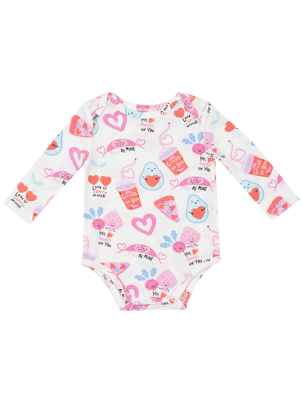 Long Sleeve Bodysuit, Love You Foodie Much Pink